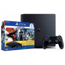 Игровая приставка SONY PlayStation 4 Slim 500 Gb Black HZD+GOW3+UC4+PSPlus 3М